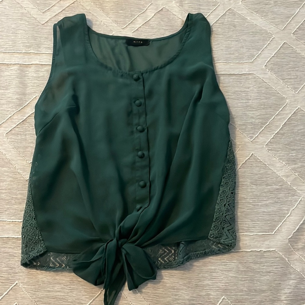 Green Tank top, See through back